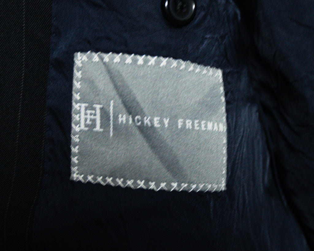 Blazer Hickey Freeman azul marino de rayas — Talla 42L