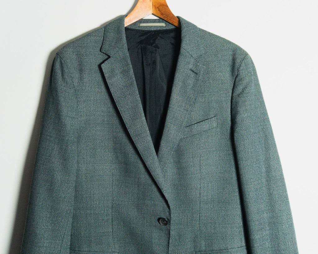 Blazer Hugo Boss gris de microcuadros, tejido Marzotto — Talla 42R Slim Fit (calce 41R)