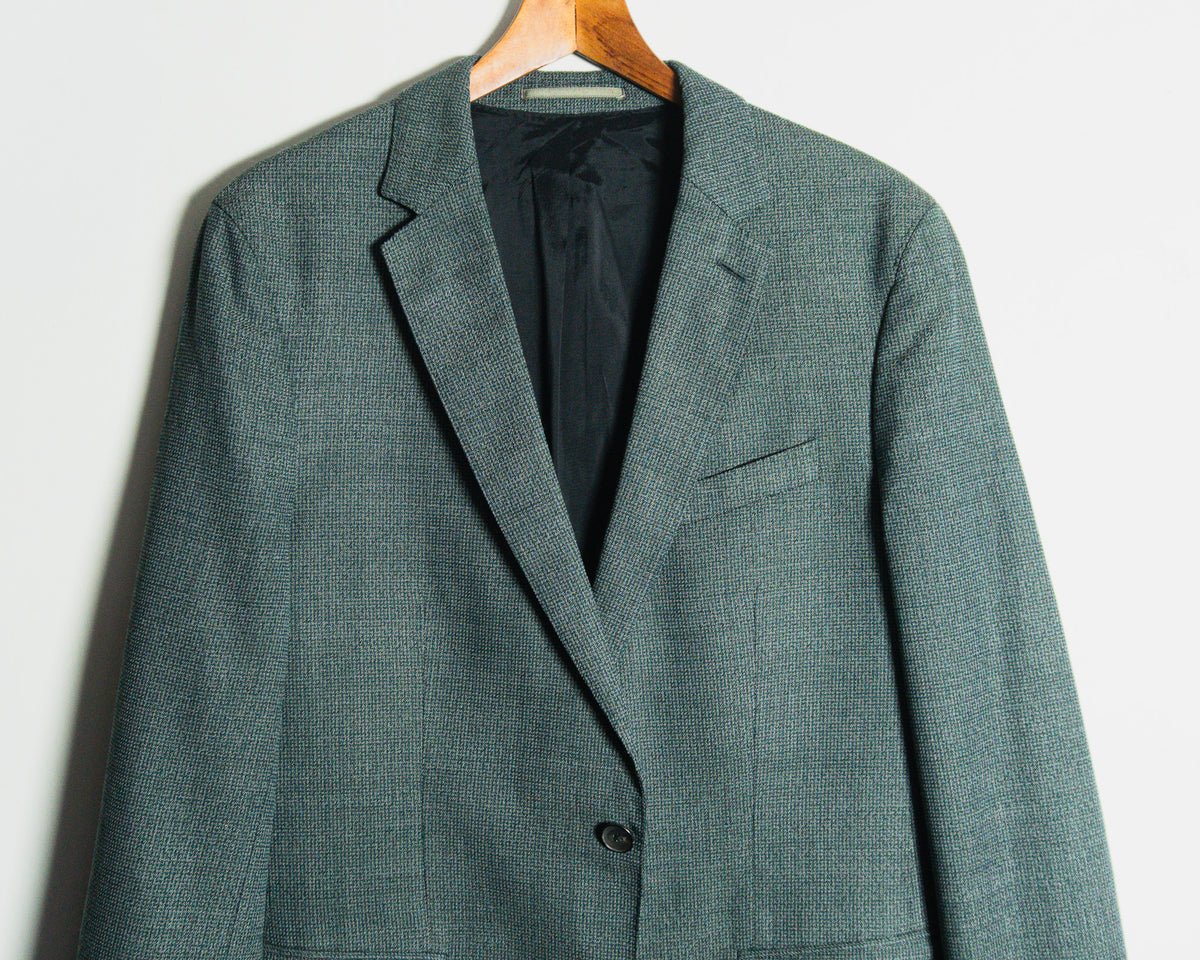 Blazer Hugo Boss gris de microcuadros, tejido Marzotto — Talla 42R Slim Fit (calce 41R)
