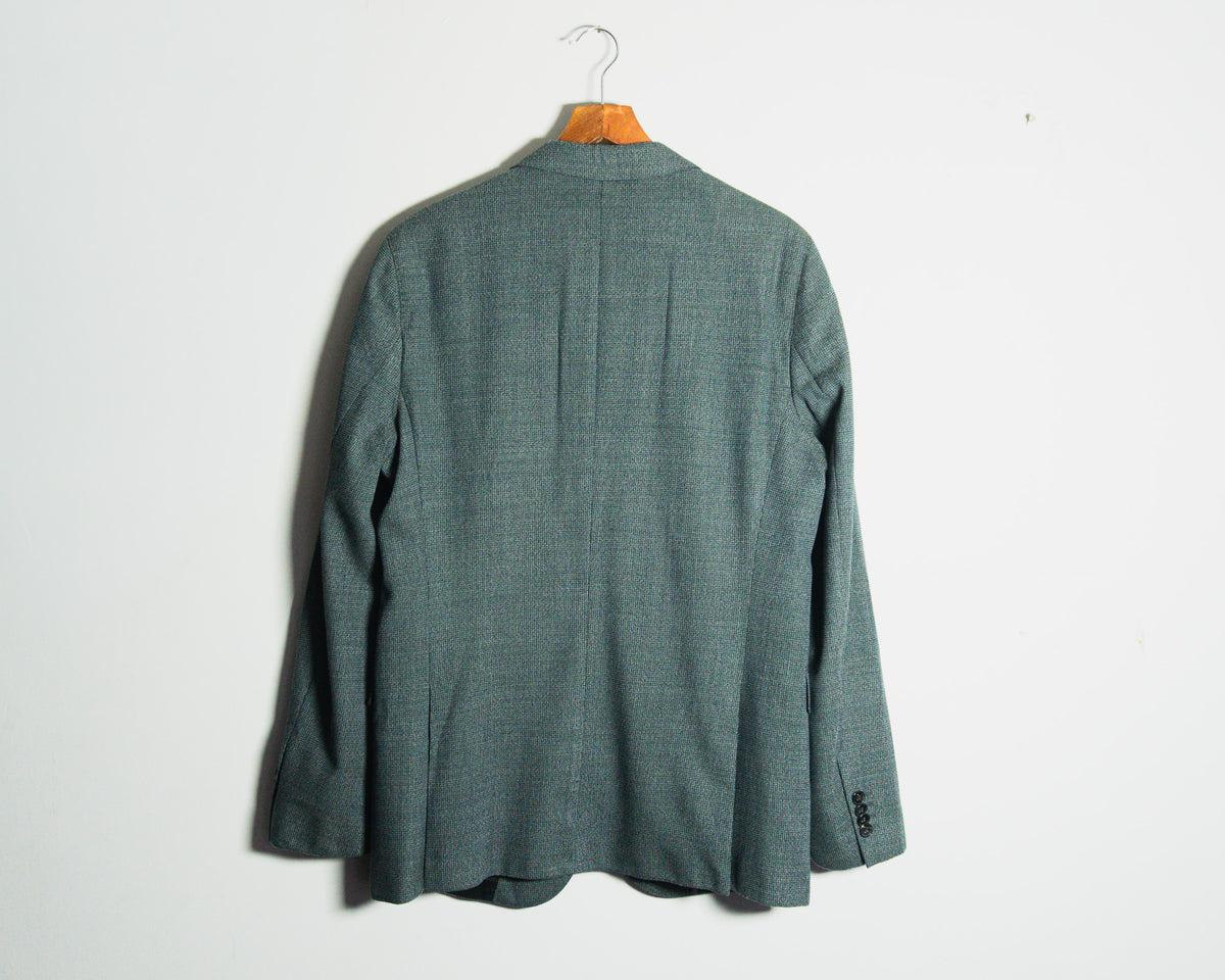 Blazer Hugo Boss gris de microcuadros, tejido Marzotto — Talla 42R Slim Fit (calce 41R)