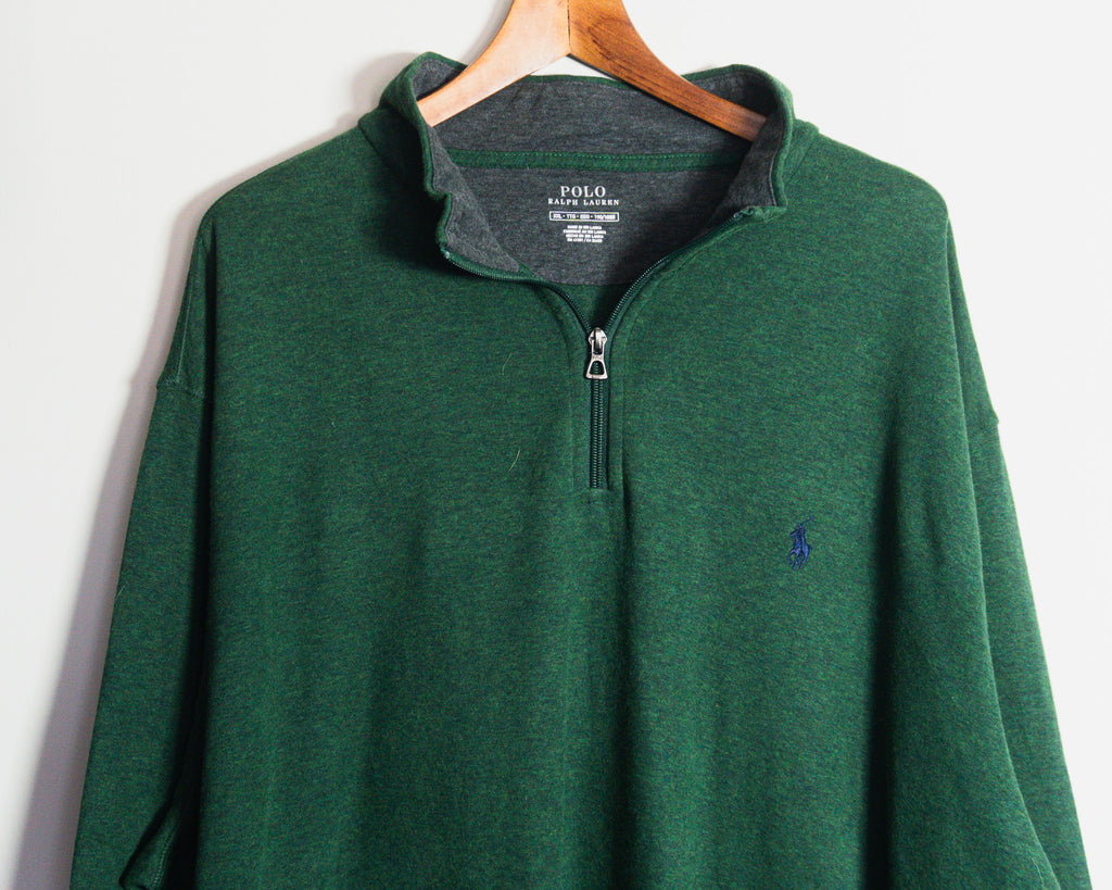 Polerón Polo Ralph Lauren verde con cierre al cuello — Talla XXL